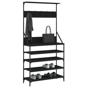 Appendiabiti con Porta Scarpe Nero 90x34x184 cm 837877