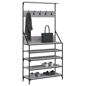 Appendiabiti con Porta Scarpe Grigio Sonoma 90x34x184 cm 837880