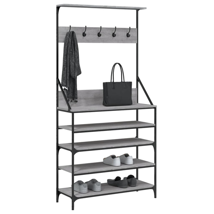 Appendiabiti con Porta Scarpe Grigio Sonoma 90x34x184 cm 837880