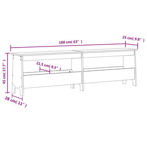 Panca da Ingresso Marrone Cera 160x28x45 cm Legno Massello Pino 837381