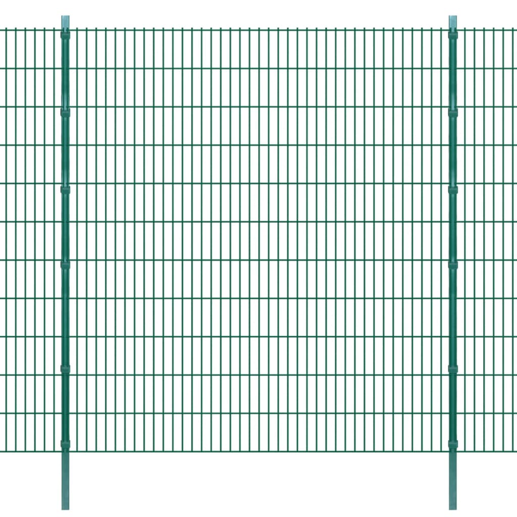 Pali per Recinzione 10 pz Verde 280 cm in Acciaio Zincato