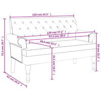 Panca con Schienale Grigio Chiaro 120x62x75,5 cm in Tessuto 372120