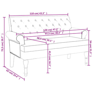 Panca con Schienale Grigio Chiaro 120x62x75,5 cm in Tessuto 372120