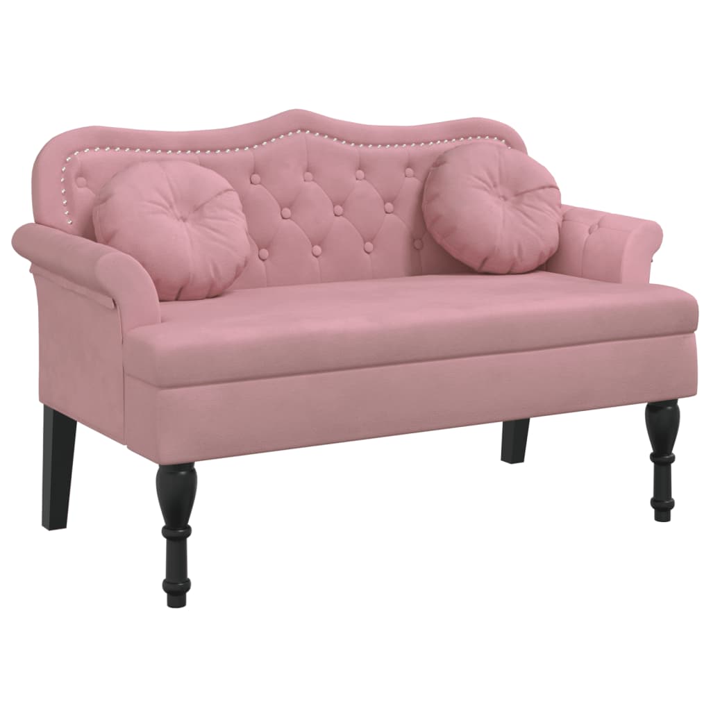 Panca con Cuscini Rosa 120,5x65x75 cm in Velluto 372143