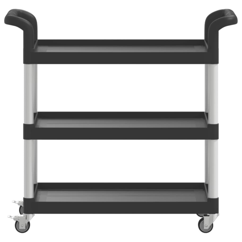 Carrello a 3 Ripiani Nero 77x34x72 cm in Alluminio 30322