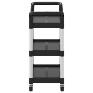 Carrello a 3 Ripiani Nero 77x34x72 cm in Alluminio 30322