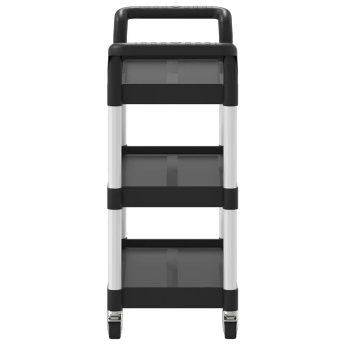 Carrello a 3 Ripiani Nero 77x34x72 cm in Alluminio 30322