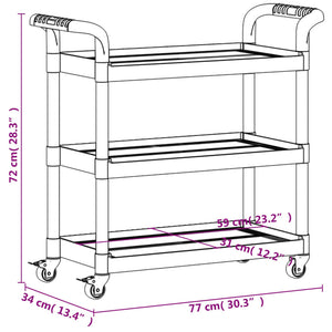 Carrello a 3 Ripiani Grigio 77x34x72 cm in Alluminio 30323