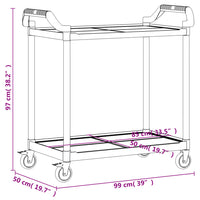 Carrello a 2 Ripiani Grigio 99x50x97 cm in Alluminio 30325