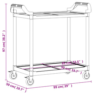 Carrello a 2 Ripiani Grigio 99x50x97 cm in Alluminio 30325