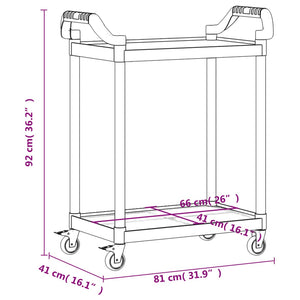 Carrello a 2 Ripiani Grigio 81x41x92 cm in Alluminio 30327