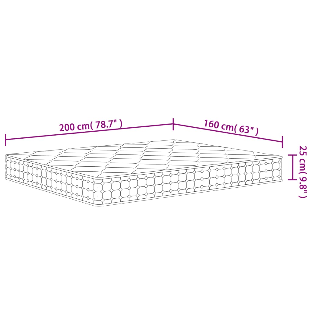 Materasso Molle Insacchettate Medio Rigido 160x200cm Super King 3206419