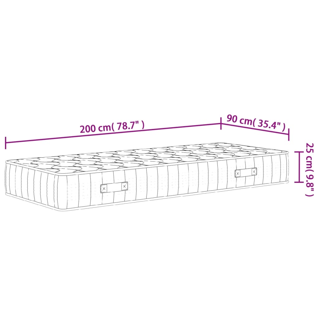 Materasso a Molle Insacchettate Medio Rigido 90x200 cm 372827