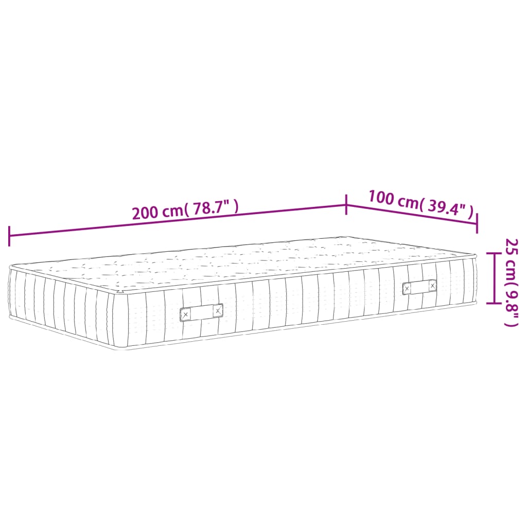 Materasso a Molle Insacchettate Medio Rigido 100x200 cm 372828