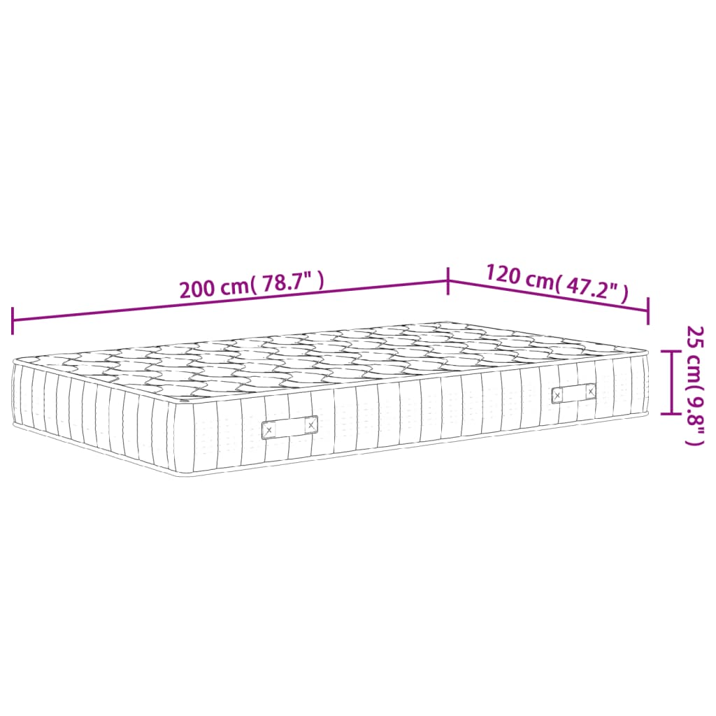 Materasso a Molle Insacchettate Medio Rigido 120x200 cm 372829