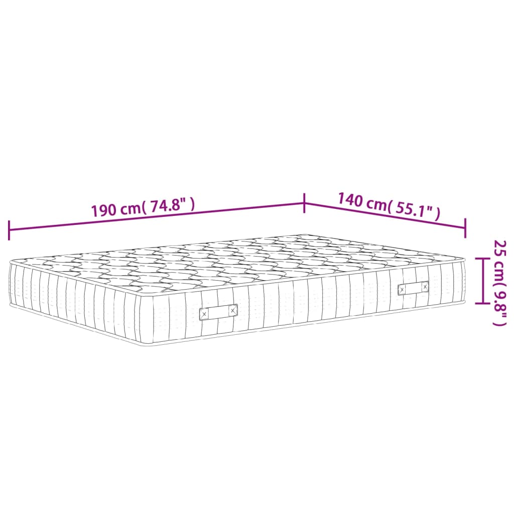 Materasso a Molle Insacchettate Medio Rigido 140x190 cm 372830