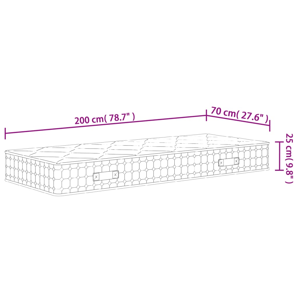 Materasso a Molle Insacchettate Medio Rigido 70x200 cm 372846