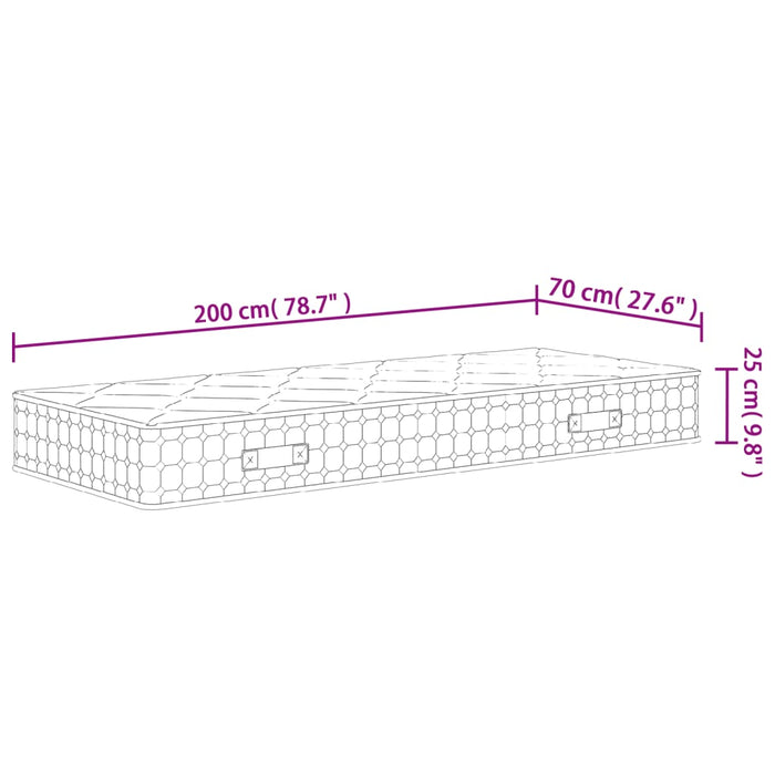 Materasso a Molle Insacchettate Medio Rigido 70x200 cm 372846