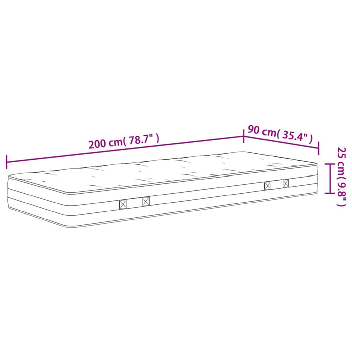 Materasso a Molle Insacchettate Medio Rigido 90x200 cm 372849