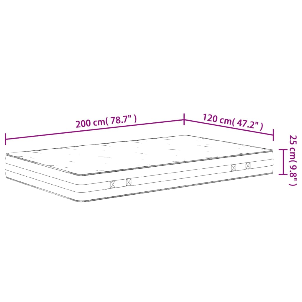 Materasso a Molle Insacchettate Medio Rigido 120x200 cm 372851