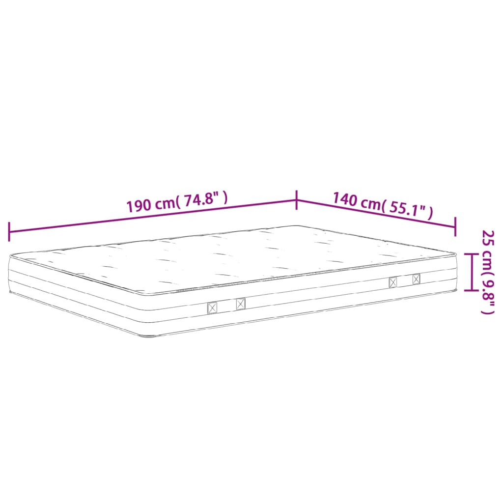 Materasso a Molle Insacchettate Medio Rigido 140x190 cm 372852