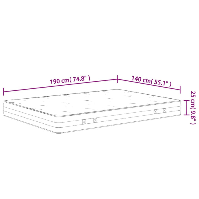 Materasso a Molle Insacchettate Medio Rigido 140x190 cm 372852