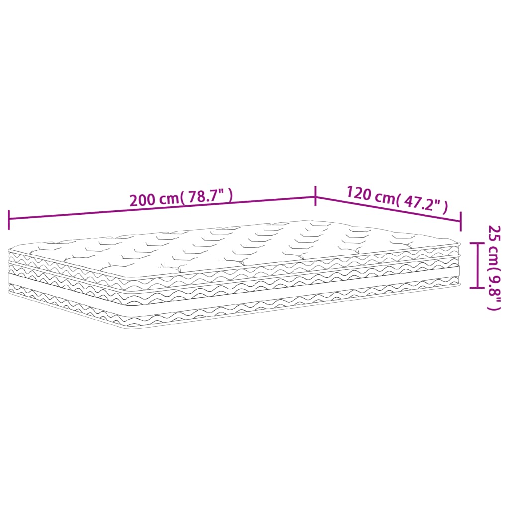 Materasso a Molle Insacchettate Medio 120x200 cm 372917