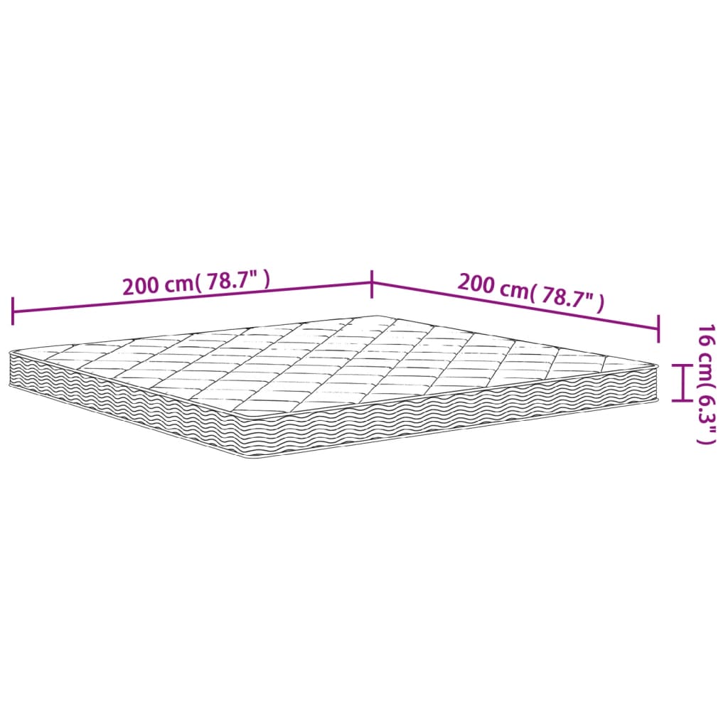 Materasso in Schiuma Mediamente Morbido 200x200 cm 373039