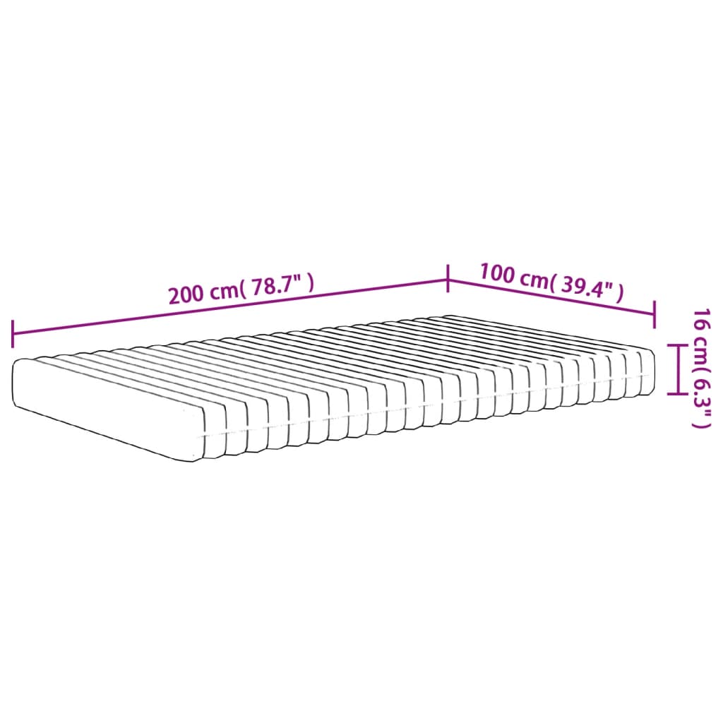 Materasso in Schiuma Mediamente Morbido 100x200 cm 373045