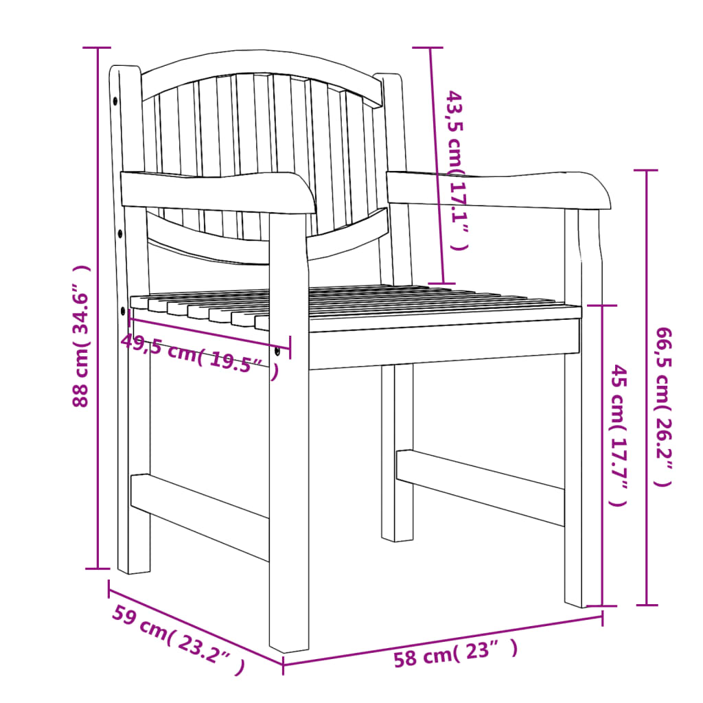 Sedie da Giardino 6 pz 58x59x88 cm in Legno Massello di Teak 3157905