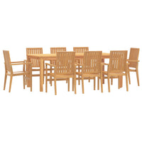 Set da Pranzo per Giardino 9 pz in Legno Massello di Teak 3157922