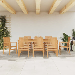 Set da Pranzo per Giardino 9 pz in Legno Massello di Teak 3157922