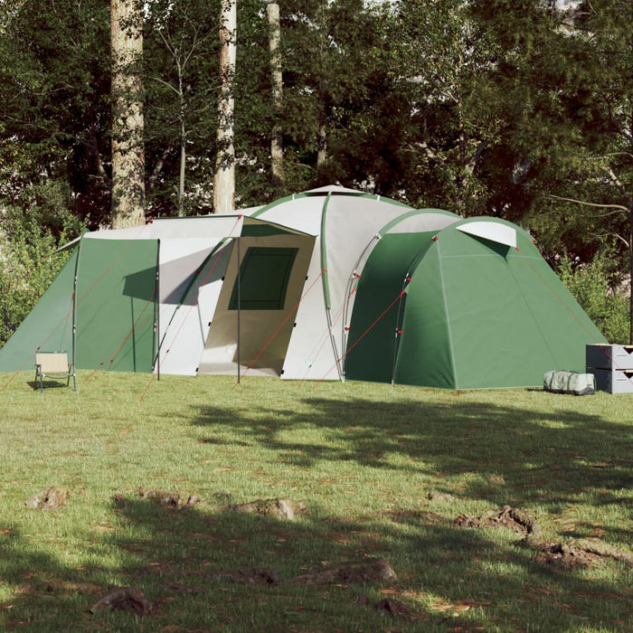 Tenda da Campeggio 12 Persone Verde 840x720x200 cm Taffetà 185T 94346