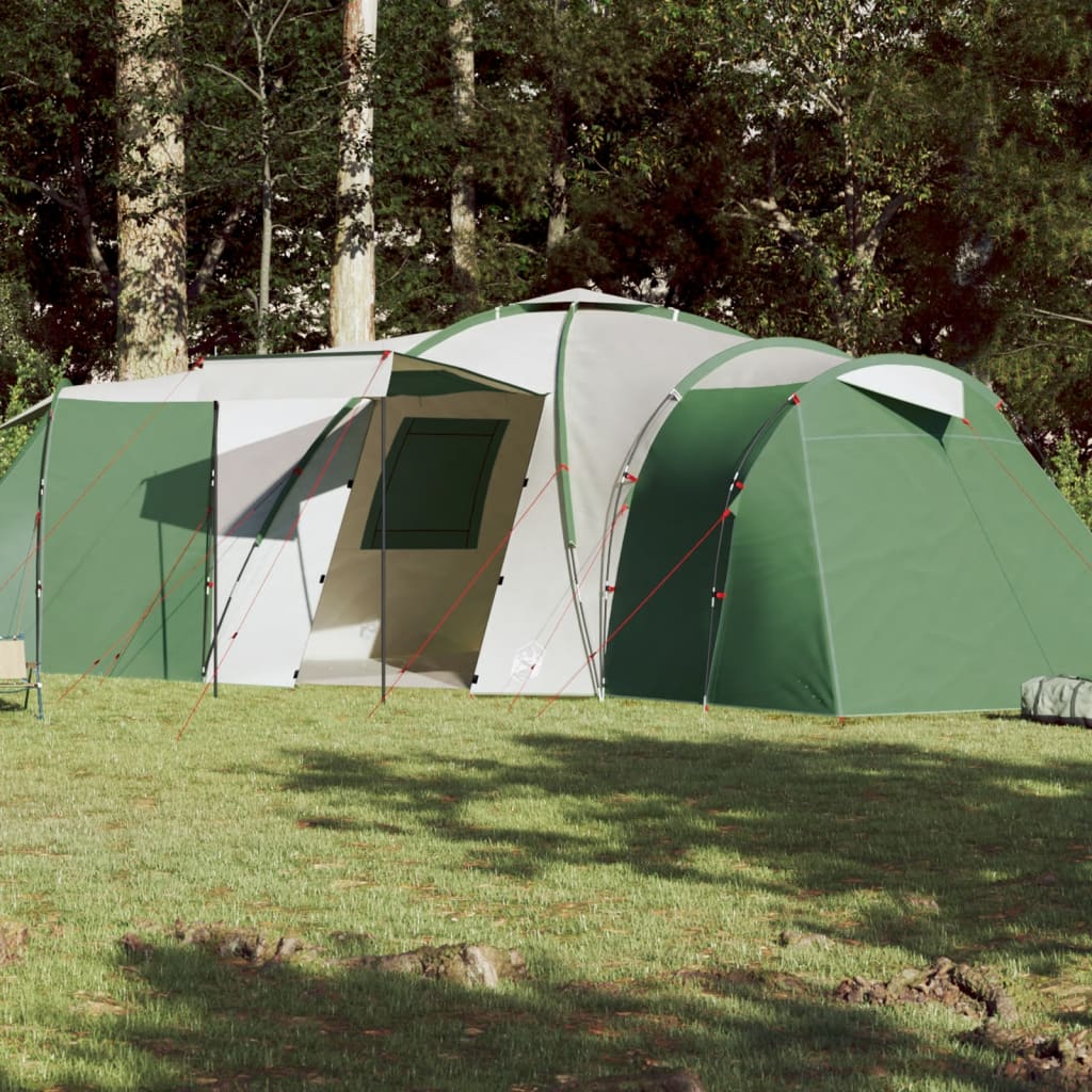 Tenda da Campeggio 12 Persone Verde 840x720x200 cm Taffetà 185T 94346