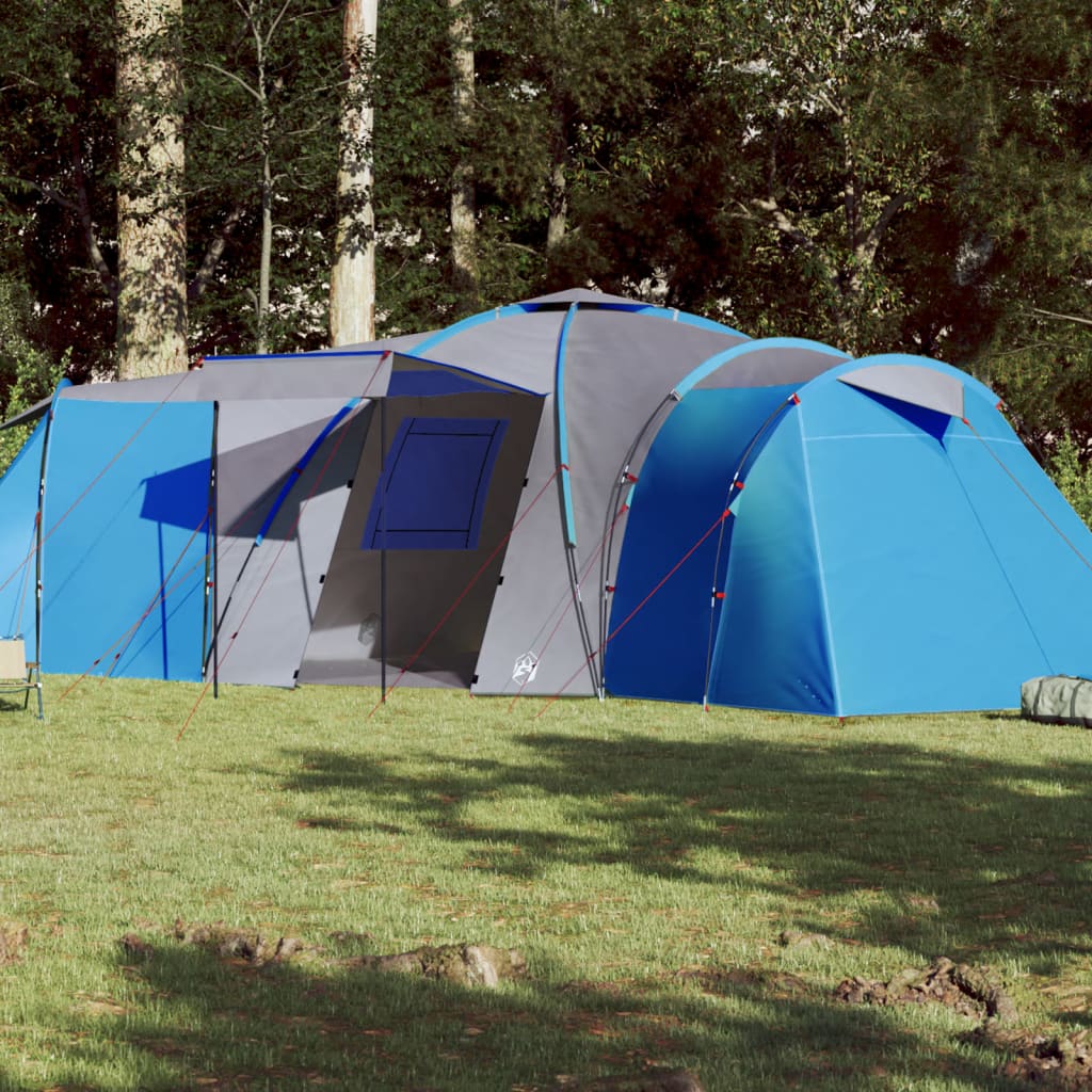 Tenda da Campeggio a Cupola per 12 Persone Blu Impermeabile 94347