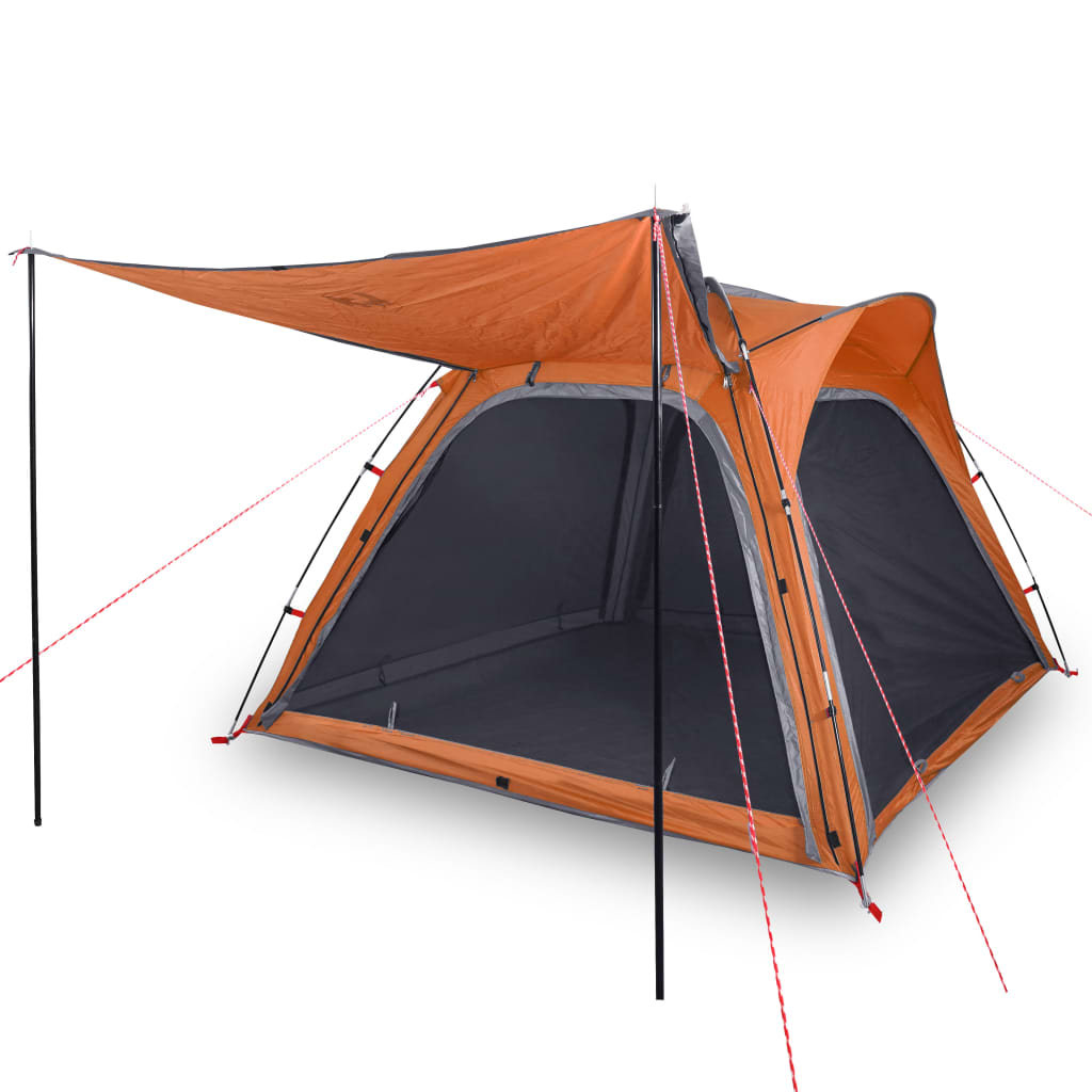 Tenda 4 Persone Grigia e Arancione 240x221x160 cm Taffetà 185T 94358