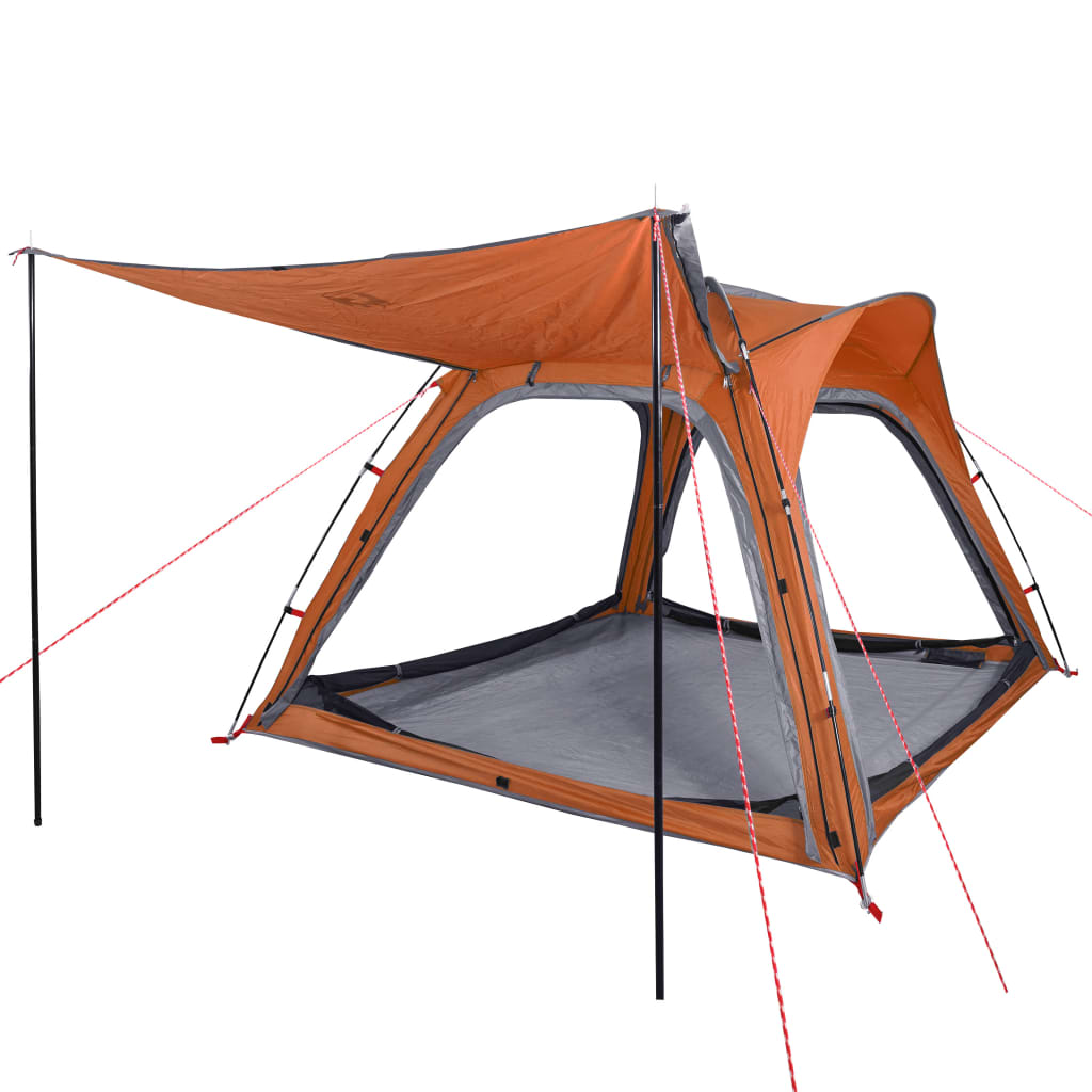 Tenda 4 Persone Grigia e Arancione 240x221x160 cm Taffetà 185T 94358