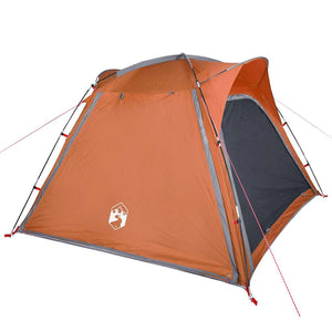 Tenda 4 Persone Grigia e Arancione 240x221x160 cm Taffetà 185T 94358