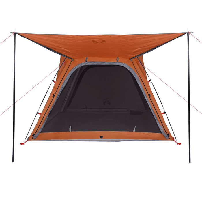 Tenda 4 Persone Grigia e Arancione 240x221x160 cm Taffetà 185T 94358