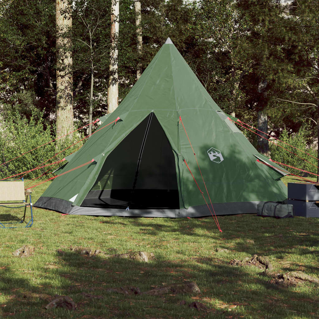 Tenda da Campeggio 4 Persone Verde 367x367x259 cm Taffetà 185T 94380