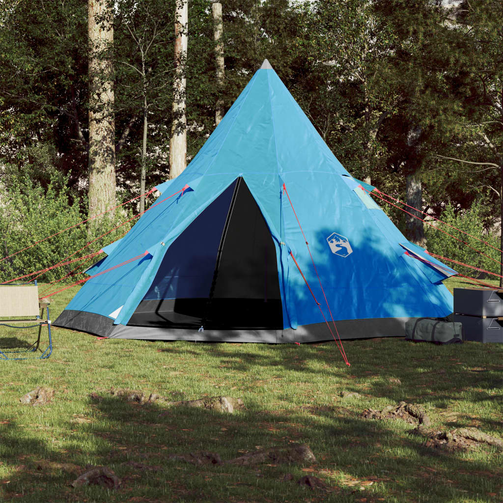 Tenda da Campeggio 4 Persone Blu 367x367x259 cm Taffetà 185T 94381