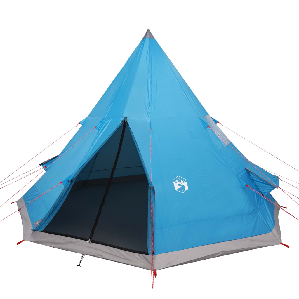 Tenda da Campeggio 4 Persone Blu 367x367x259 cm Taffetà 185T 94381