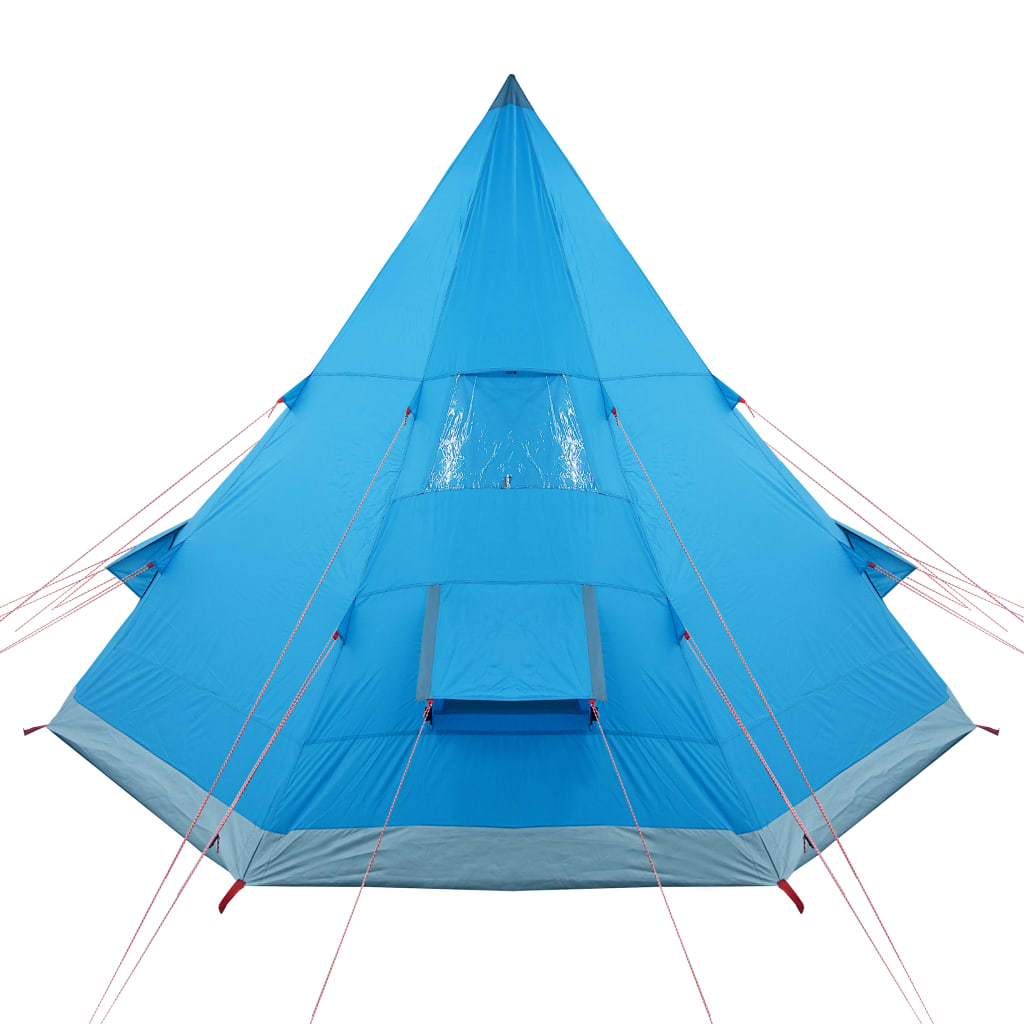 Tenda da Campeggio 4 Persone Blu 367x367x259 cm Taffetà 185T 94381