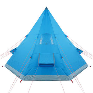 Tenda da Campeggio 4 Persone Blu 367x367x259 cm Taffetà 185T 94381