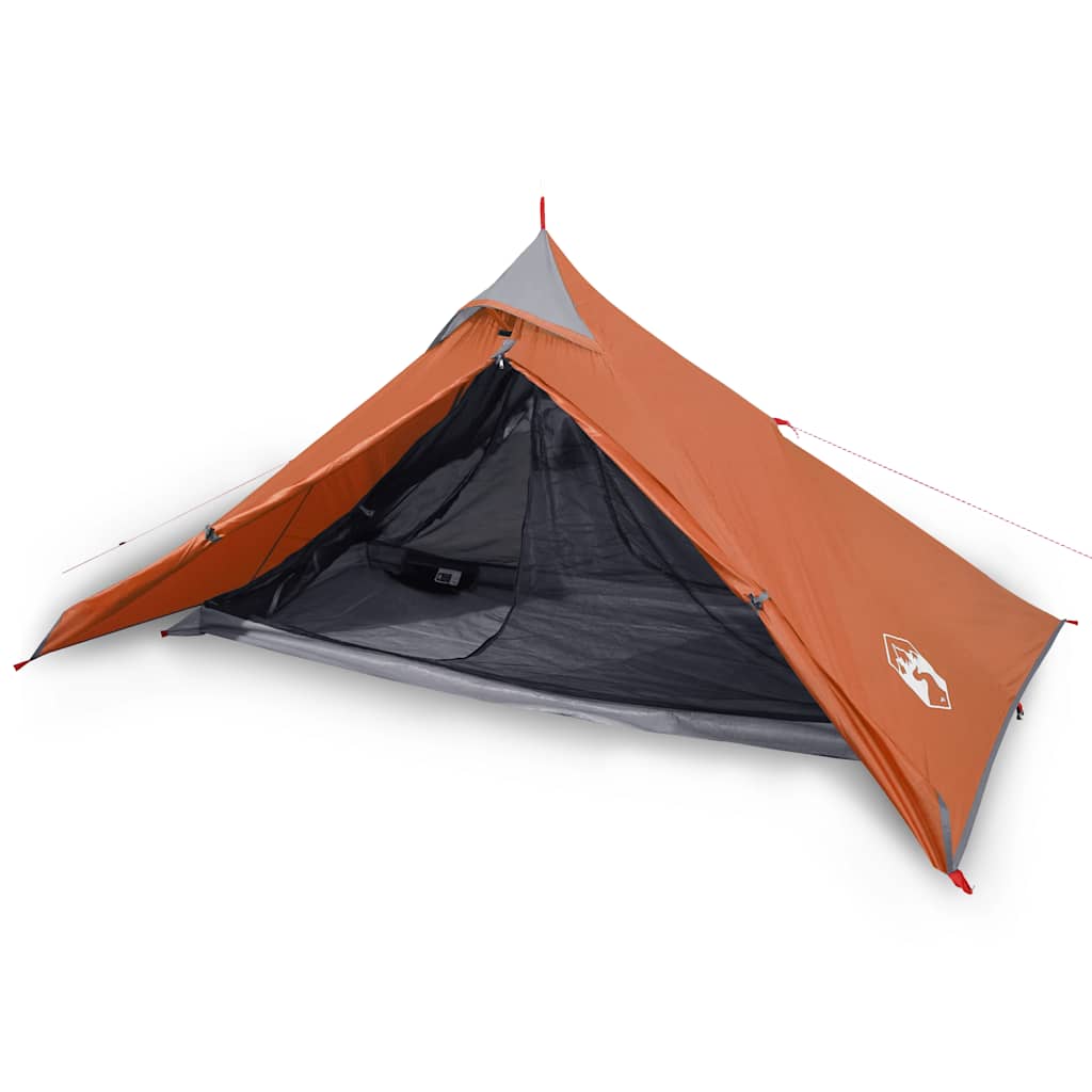 Tenda 1 Persona Grigia e Arancione 255x153x130 cm Taffetà 185T 94385