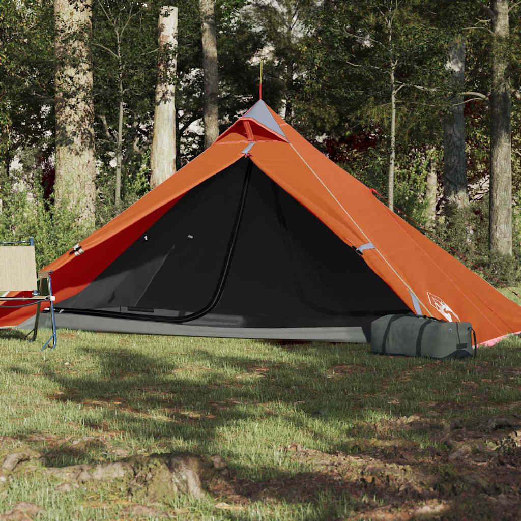 Tenda 1 Persona Grigia e Arancione 255x153x130 cm Taffetà 185T 94385