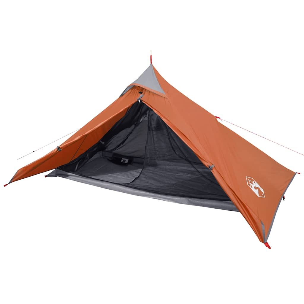 Tenda 1 Persona Grigia e Arancione 255x153x130 cm Taffetà 185T 94385