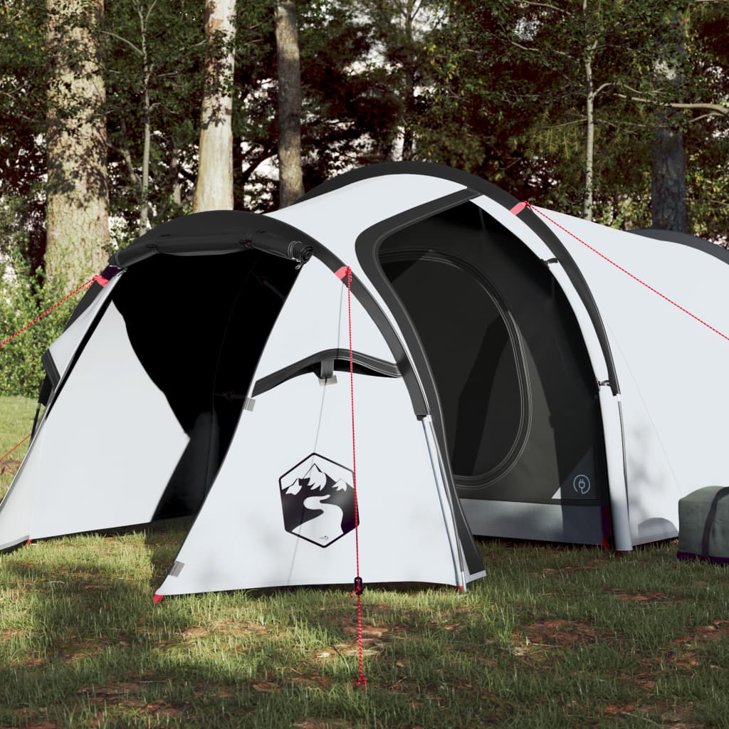 Tenda da Campeggio 4 Persone Bianca 360x135x105 cm Taffetà 185T 94389