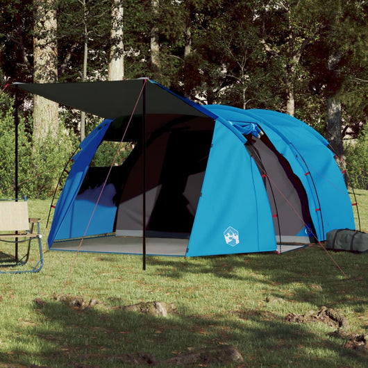 Tenda da Campeggio 4 Persone Blu 420x260x153 cm Taffetà 185T 94398