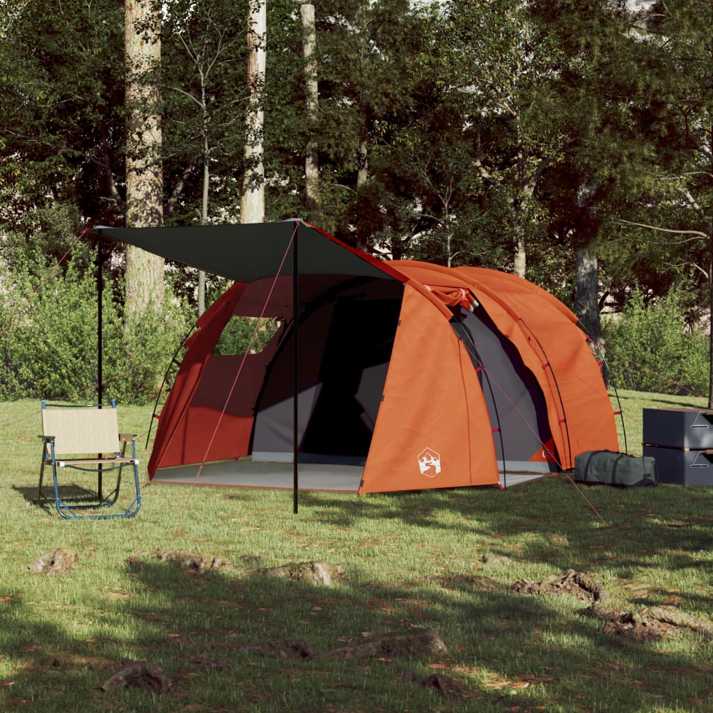 Tenda da Campeggio a Tunnel per 4 Persone Grigio e Arancione 94399